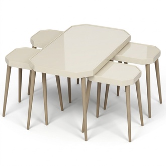 Eleganter Beistelltisch aus Holz in Beige für modernes Wohnambiente