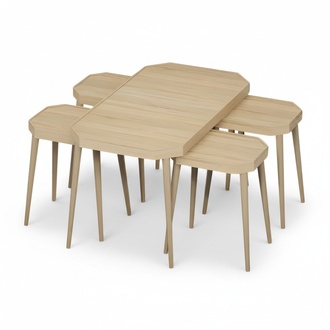 Eleganter Beistelltisch aus Holz in Beige für modernes Wohnzimmer