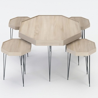 Eleganter Beistelltisch und Couchtisch aus Holz in Beige