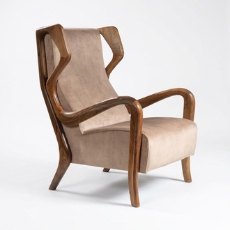 Eleganter brauner Stoffsessel im modernen Design