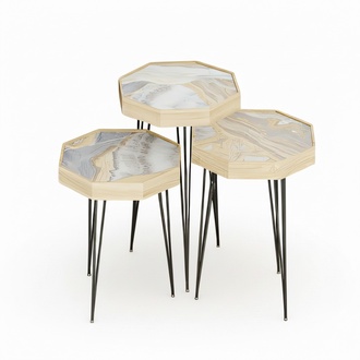 Eleganter grauer Beistelltisch aus Holz im modernen Stil