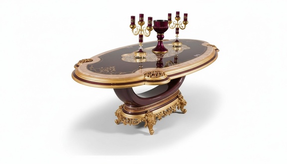 Elegantes Beiges 7-tlg. Esszimmer Set aus Holz mit Glasdetails