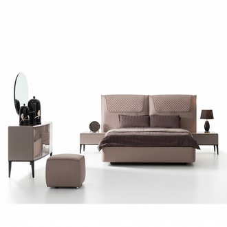Elegantes Beiges Schlafzimmermöbel-Set aus Holz mit modernem Design