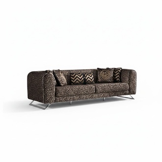 Elegantes braunes 4-Sitzer-Sofa aus Holz und Textil