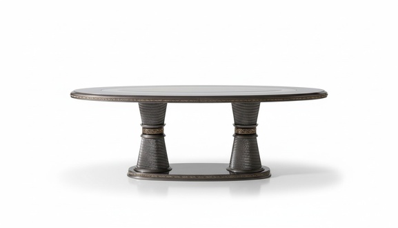 Elegantes Esstisch-Set aus Holz mit silbernem Finish für modernes