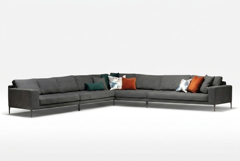 Elegantes graues Ecksofa aus Stoff modern und zeitlos