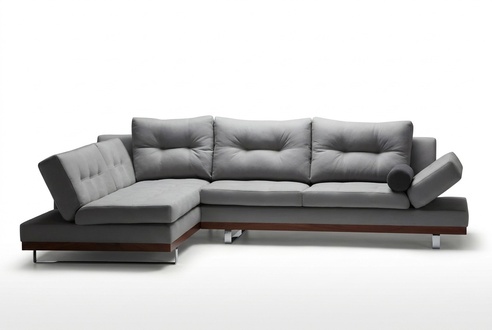 Elegantes graues Ecksofa im L-Format aus Stoff