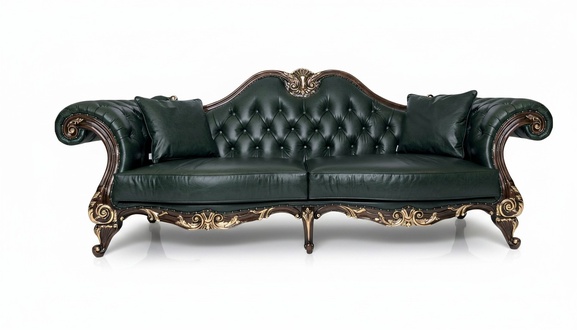 Elegantes grünes Leder-Sofa für modernes Arbeitszimmer