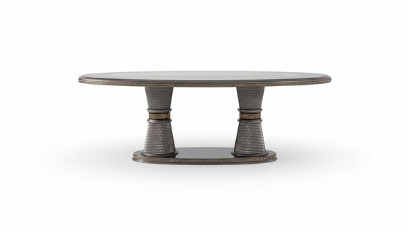 Elegantes Silbernes Esszimmer Set aus Holz mit Vitrine und Stühlen