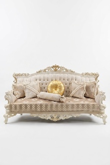 Elegantes Sofa 3 Sitzer Edlem Stilvolle Mobel Wohnzimmer Beige Sofa