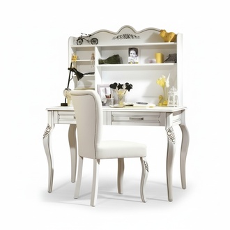 Elegantes Weißes Schlafzimmer-Set mit Schreibtisch und Stuhl aus Holz