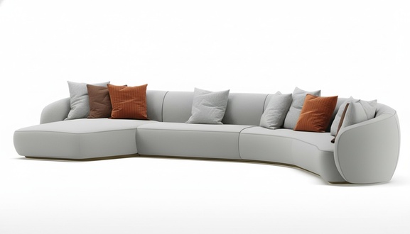 Elegantes weißes Stoff-Ecksofa modern und zeitgenössisch