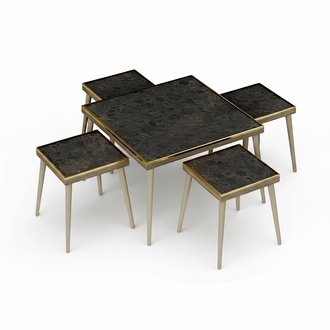 Elegantes Wohnzimmer-Set aus Holz in Schwarz mit modernem Design
