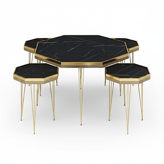 Elegantes Wohnzimmer-Set Schwarz MDF Edelstahl modern