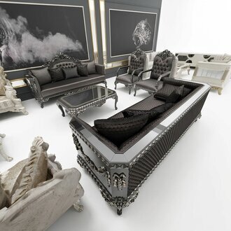 Elegantes Wohnzimmer Stilvolle Sofas 3+3 Sitzer