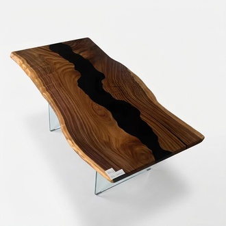 Epoxid Harz Fluss Tisch Echtes Holz Schwarz Wasser Tissche Epoxy Möbel