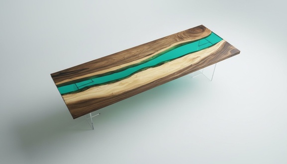 Epoxidharz Esstisch River Tisch Echtes Holz Massiv Tische 220x90