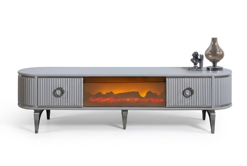 Ergonomischer TV-Lowboard mit MDF-Furnier, Kamin und modernem Design