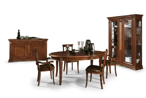 Ess Tisch Garnitur Designer Tische + 4x Stuhl Set Massivholz Komplett Set Wohn