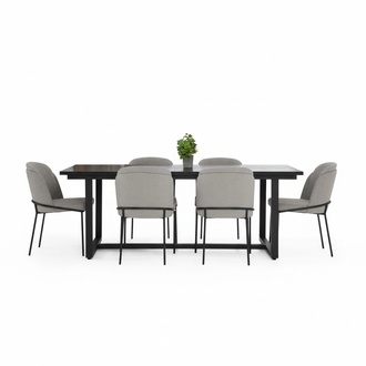 *Essecke Essgruppe Esszimmer Esstisch Stühle 7tlg Holz Grau Set