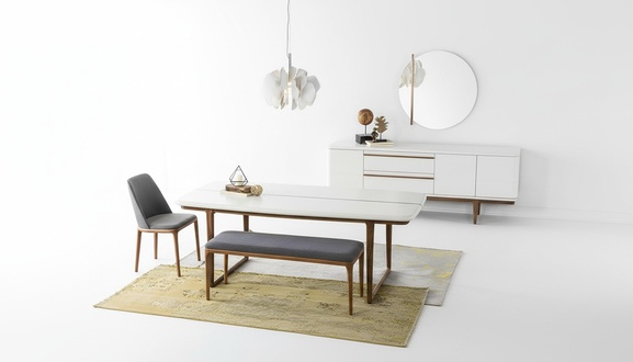 Essgruppe Essecke Esszimmer Esstisch Stühle Tisch Set 8tlg Holz Weiß