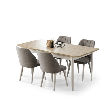 Essgruppe Garnitur Esszimmer Esstisch Set 7tlg Esszimmer Weiß Holz