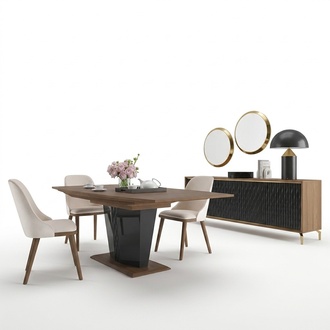 Essgruppe Modern Esstisch Esszimmer 6x Stühle Holz Möbel Luxus