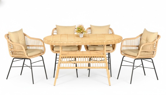 Esstisch 4x Stühle Garten Möbel Set 5tlg Terrasse Balkon Luxus Design Garnitur