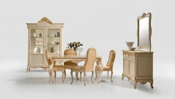 Esstisch 4 x Stühlen Esszimmer Set Essgruppe Holz 8tlg. Gruppe Garnitur