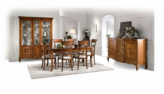 Esstisch 6 x Stühlen Esszimmer Essgruppe Holz Sideboard 9tlg.Garnitur