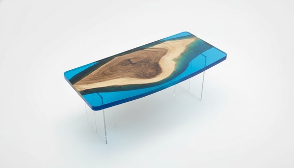 Esstisch Blue River Tisch Echtes Holz 200x90 Tische Epoxidharz Neu