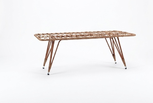Esstisch echteckig Braun Luxus Hochwertig Rattan Moderner Design