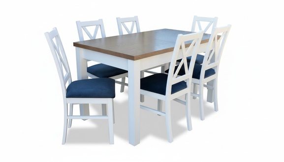 Esstisch Garnitur Tisch 6xStühle Stuhl Esszimmer Garnitur Tisch Holz Textil 7tlg
