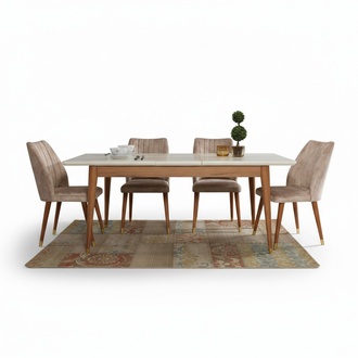 Esszimmer Design Möbel Modern Tisch 4x Stühle 5tlg. Set Garnitur