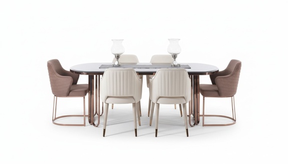 Esszimmer Essgruppe Essecke Luxus Esstisch Stühle Beige Set 9tlg Holz