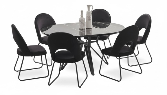 Esszimmer Garnitur Set Esstisch 6x Stühle Komplettes Set Luxus 7tlg