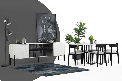 *Esszimmer Gruppe Esstisch Stühle Tisch Holz Set 7tlg Weiß Tische