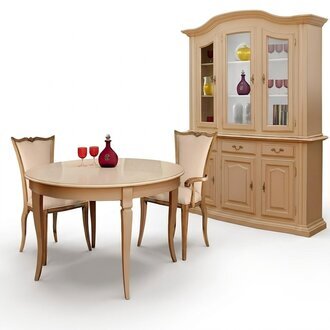 Esszimmer Möbel Massiv Holz Vitrinen Schrank Echtholz Anrichte Vitrine Glas