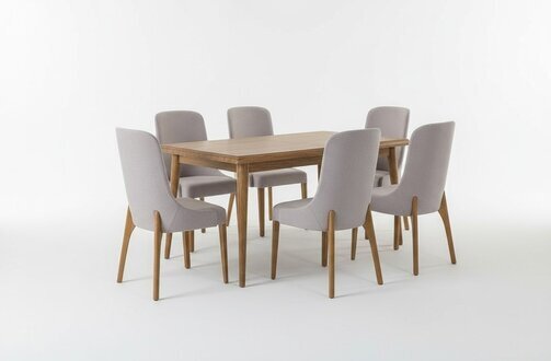 Esszimmer set 7tlg. Esstisch+6x Stühle Designer Holz Stuhl Garnitur Möbel Neu