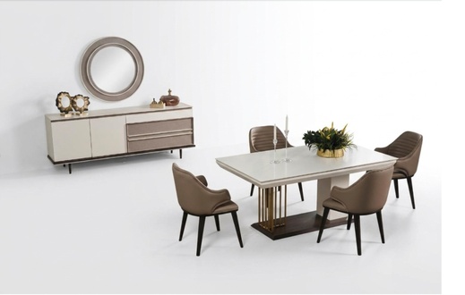 Esszimmer Set Essgruppe Esstisch 4x Stühle Sideboard+ Spiegel 7tlg