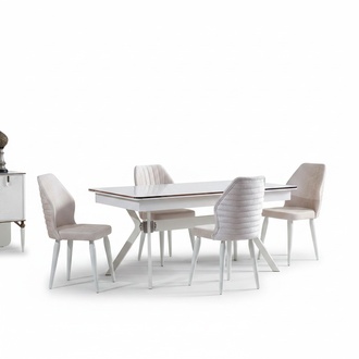 Esszimmer set Modern Esstisch + 6x Stühle Polsterstuhl Tisch Holz 7tlg.