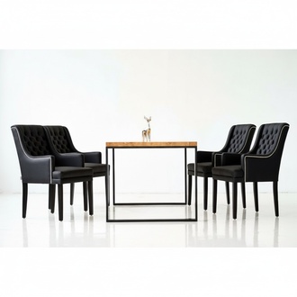 Esszimmer Tisch + 4 Chesterfield Stühle Gruppe Stuhl Garnitur Polster