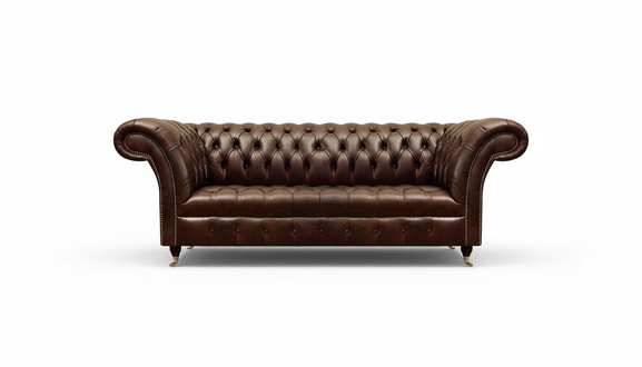 Exklusive Chesterfield Braune Ledercouch Moderner Dreisitzer Sitzmöbel