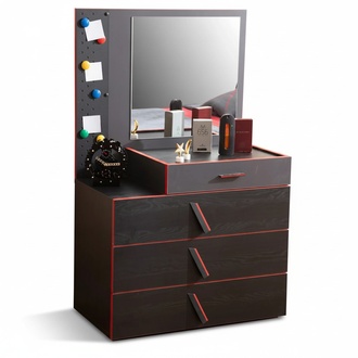 Exklusive Schwarz-Rote Kommode Designer Kinderzimmer Holz Konsole Spiegel