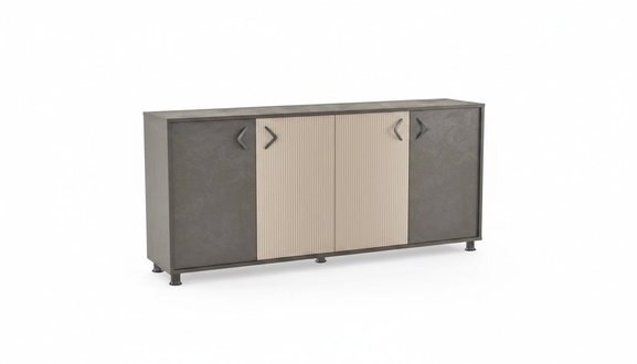 Exklusiver Grauer Aktenschrank Designer Sideboard Zweifarbige Anrichte