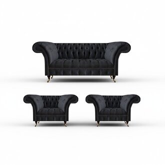 Exklusives Chesterfield Set Klassisch Sofagarnitur Designer 3-Sitzer Sessel