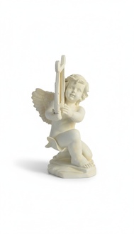 Figur Skulptur Statue Engel mit Harfe Weiß 60cm Design Accessoire