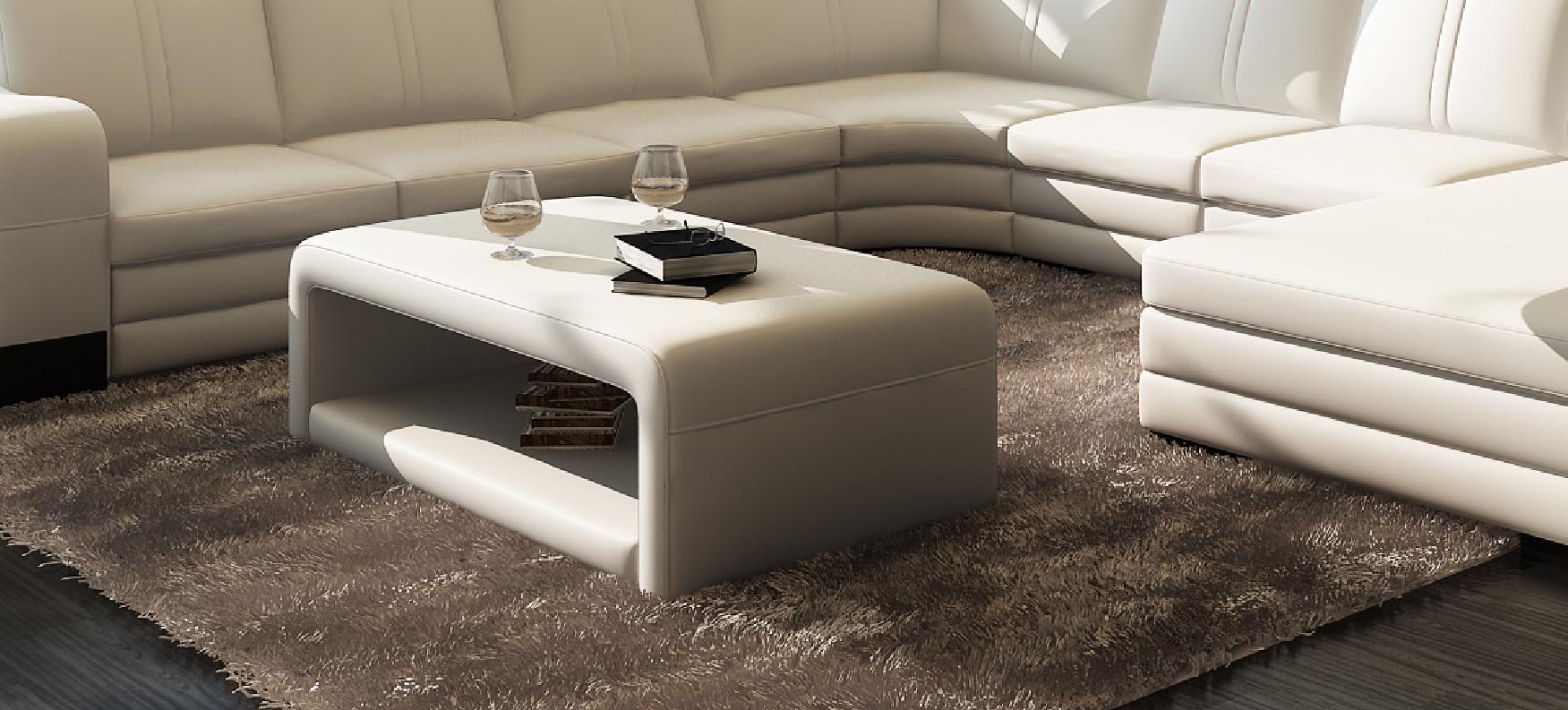 Design Modern Couch Sofa Tische Wohnzimmer Gepolstert Leder Tisch Weiß Sofort