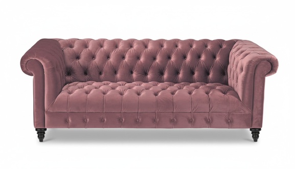 Fuchsia Samt Couch Luxus Polster Chesterfield Möbel Sofa mit Knöpfen Dreisitzer