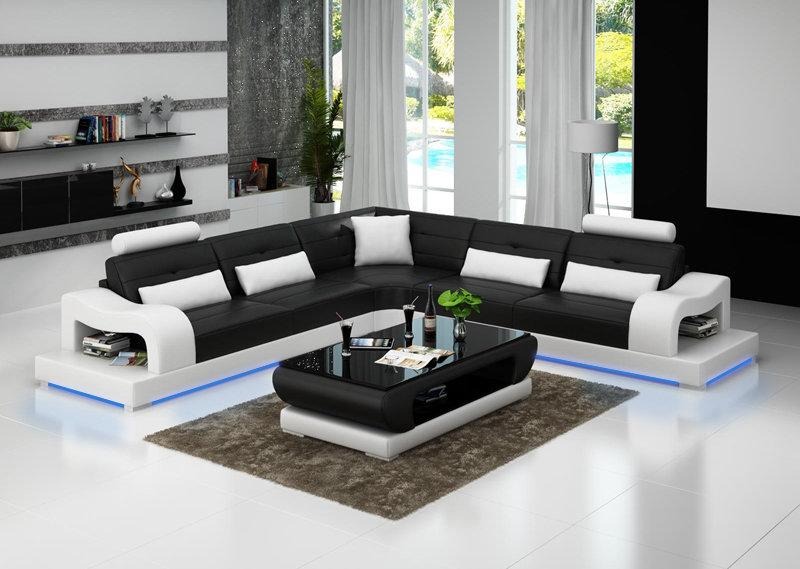 Ledersofa Couch Wohnlandschaft Dekor Eck Ecksofa Modern Garnitur Design